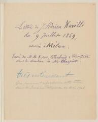 6 vues Naville, J[acques] Adrien [(1816-1880)]. 1 l.a.s. à Henry Dunant. - Genève, 9 juillet [1859]