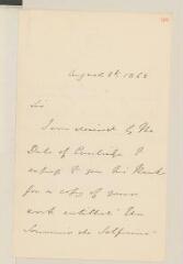 4 vues  - Clifton, J. H., Lt. col. 1 l.a.s. à [Henry Dunant] (en anglais). - S.l., 8 août 1863. - Au nom du Duc de Cambridge (ouvre la visionneuse)