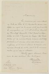 2 vues  - Bénard, A. 1 l.a.s. à [Henry Dunant]. - Paris, 7 octobre 1863. - Cf. Ms. fr. 2109, f. 27-28 (ouvre la visionneuse)