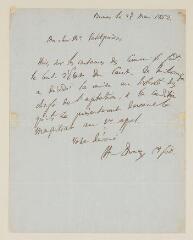 4 vues Druey, Henri, conseiller fédéral (1799-1855). Lettre autographe signée à Gonzalve Petitpierre. - Berne, 27 mai 1852 (Avec adresse)