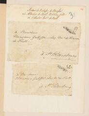 16 vues  - [Broglie, duchesse de, née] Albertine de Staël. 3 lettres autographes signées à James Galiffe. - [Stockholm, avril - mai 1813 et sans date] (avec enveloppes) (ouvre la visionneuse)