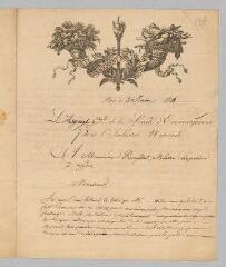 4 vues Guillard Senainville. Lettre autographe signée à Monsieur Rousset, maître chapelier à Lyon. - Paris, 3 juin 1814