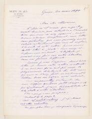 12 vues  - Saussure, Théodore de. 2 lettres autographes signées à Robert Harvey. - Genève, 1er - 2 mars 1895 (Avec programme de la Société des Arts). Société des arts de Genève (ouvre la visionneuse)