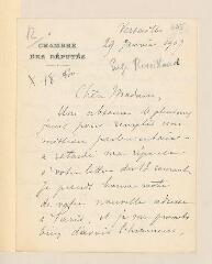 8 vues  - Reveillaud, Eug[ène]. 2 l.a.s. à Mme H. Loyson.- Versailles, 29 janvier - 15 juin 1907 (ouvre la visionneuse)