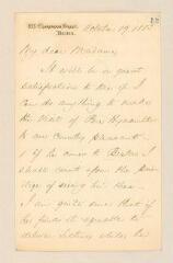 10 vues Brooks, Phillips. 2 l. et 1 fragment (en anglais) à Mme Hyacinthe Loyson.- Boston, 19 octobre 1883 - Boston, 8 décembre 1883