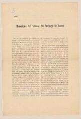 4 vues  - \'American Art School for women in Rome\'. Projet de Mme H. Loyson. Imprimé en anglais.- Rome, mai 1906 (ouvre la visionneuse)