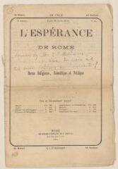 16 vues  - \'L\'Espérance de Rome\' (1ere année, No 10, jeudi 25 avril 1872). Journal fondé par Mme Meriman. A paru pendant 2 ans - imprimé (ouvre la visionneuse)