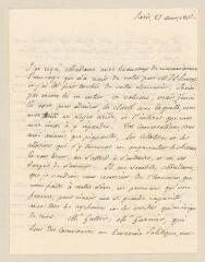 4 vues  - Gautier, [Mme] D. Lettre autographe signée à Jane Marcet. - Paris, 27 août 1816 (ouvre la visionneuse)