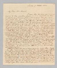 8 vues  - Horner, Leonard. 2 lettres autographes signées à Jane Marcet. - Londres et Edimbourg, 9 octobre 1823 - 3 août 1829 (En anglais) (ouvre la visionneuse)
