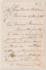 4 vues  - Fogg, George G., diplomate américain. Lettre autographe signée à Jean-Henri Merle d\'Aubigné. - Berne, 23 août 1865 (ouvre la visionneuse)