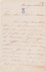 4 vues Behrg, Emma de, née Mertens. Lettre autographe signée à Jean-Henri Merle d'Aubigné. - Rentzow, 20 octobre 1867