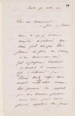 4 vues  - M[orsier], Frank d[e]. Lettre autographe signée à Jean-Henri Merle d\'Aubigné. - Sans lieu, 7 novembre 1861 (ouvre la visionneuse)