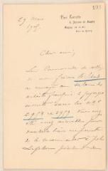 4 vues  - Libermann, général. Lettre autographe signée à Jules Lefebvre. - Gagny, 29 mars 1905 (ouvre la visionneuse)