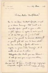 4 vues  - Loir, Luigi. Lettre autographe signée à Jules Lefebvre. - Paris, 27 mars 1909 (ouvre la visionneuse)