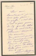 4 vues  - Maignan, Albert. 2 lettres autographes signées à Jules Lefebvre. - Saint-Prix, 3 octobre 1905 et sans date (ouvre la visionneuse)