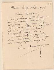 4 vues  - Moyaux, C[onstant]. 1 lettre autographe signée à Madame Jules Lefebvre. - Paris, 25 décembre 1905. 1 lettre autographe signée à Mademoiselle Lefebvre. - Paris, 6 février 1907 (ouvre la visionneuse)