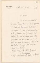 2 vues  - Raquet, H., sénateur. Lettre autographe signée à Jules Lefebvre. - Paris, 27 mai 1905 (ouvre la visionneuse)