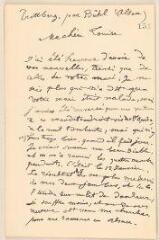 4 vues  - Weckerlin, J[ean] B[aptiste ?]. Lettre autographe signée à Madame Jules Lefebvre. - Trottberg, 6 [septembre ou juillet] 1907 (ouvre la visionneuse)