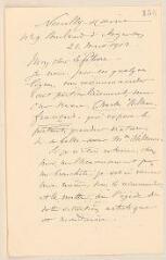 4 vues  - Willems, H. [ou Florent ?]. 2 lettres autographes signées à Jules Lefebvre. - Neuilly sur Seine, 21 mars 1902 - 17 mars 1905 (ouvre la visionneuse)