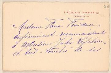 2 vues  - Froidure, Madame Paul. Lettre autographe signée à Jules Lefebvre. - Paris, sans date (ouvre la visionneuse)