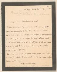 2 vues  - Guillaume, Eug[ène]. Lettre autographe signée à Jules Lefebvre. - Rome, 4 avril 1899 (ouvre la visionneuse)