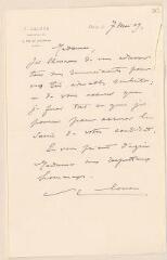 6 vues  - Laloux, V. 2 lettres autographes signées à Madame Jules Lefebvre. - Paris, 7-9 mai 1909 et 1 carte de visite autographe signée à Jules Lefebvre. - Paris, sans date (ouvre la visionneuse)