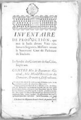 3 vues  - Inventaire de production des créanciers de feu Jean Calas contre le procureur général, le receveur du domaine et autres défendeurs. - Toulouse, 6 juin 1762 (ouvre la visionneuse)