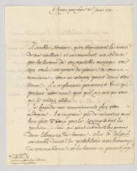 4 vues Voltaire. Lettre signée à Jacques-Vincent Le Jeune Delacroix.- Ferney, 21 janvier 1775