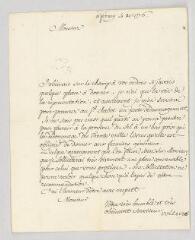4 vues  - Voltaire. Lettre signée à Marc Duval, lieutenant général civil et criminel du baillage de Gex.- Ferney, 4 de 1776. (ouvre la visionneuse)