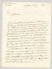 4 vues  - Pezay, Alexandre-Frédéric-Jacques Masson, marquis de. Lettre autographe signée à Voltaire.- Château de Pezay [Marolles], 1759 (ouvre la visionneuse)
