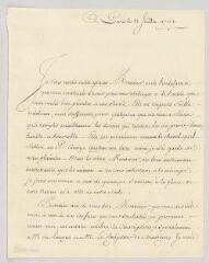 2 vues Nivernais, Louis-Jules Mancini Mazarini, duc de. Lettre autographe signée à Voltaire.- Paris, 11 juillet 1761