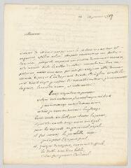 4 vues Dorat, Claude-Joseph. Lettre autographe signée à Voltaire.- [Paris ?], 14 janvier 1767