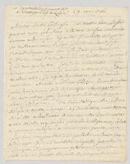 4 vues Damilaville, Étienne-Noël. Lettre autographe à Voltaire.- [Paris], 29 avril 1765