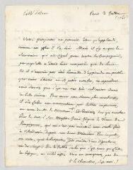 2 vues  - Olivet, Pierre-Joseph Thoulier, abbé d\'. Lettre autographe signée à Voltaire.- Paris, 3 juillet [1761] (ouvre la visionneuse)