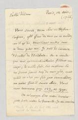 4 vues  - Olivet, Pierre-Joseph Thoulier, abbé d\'. Lettre autographe à Voltaire.- Paris, 12 août [1767] (ouvre la visionneuse)