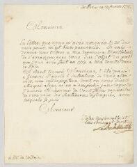 2 vues  - Wurtemberg, Charles-Eugène, duc de. Lettre signée à Voltaire.- Paris, 13 février 1776 (ouvre la visionneuse)