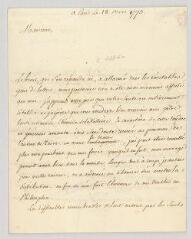 4 vues  - Blin de Sainmore, Adrien-Michel-Hyacinthe. Lettre autographe signée à Voltaire.- Paris, 18 mars 1773 (ouvre la visionneuse)