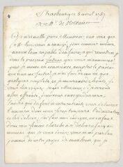 4 vues  - Defresnay, François-Louis. Lettre autographe signée à Voltaire.- Strasbourg, 5 avril 1757 (ouvre la visionneuse)