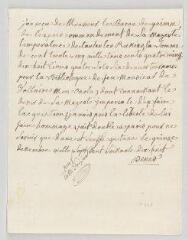 2 vues  - Denis, Marie-Louise Mignot, Mme. Billet autographe signé au baron Frédéric Melchior von Grimm.- Paris, 15 décembre 1778 (ouvre la visionneuse)