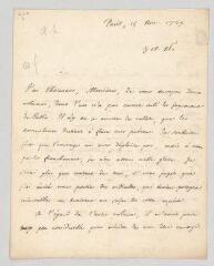 4 vues  - Olivet, Pierre-Joseph Thoulier, abbé d\'. Lettre autographe signée à N.- Paris, 15 novembre 1729 (ouvre la visionneuse)