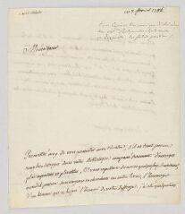 2 vues  - Rochon de Chabannes, Marc-Antoine-Jacques. Lettre autographe signée à N.- [s.l.], 7 février 1786 (ouvre la visionneuse)