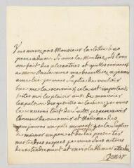 4 vues  - Denis, Marie-Louise Mignot, Mme. Lettre autographe signée à Jacques de Rochefort d\'Ally.- [Ferney, s.d.] (ouvre la visionneuse)