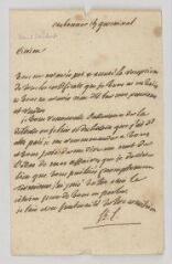 4 vues [Saint-Lambert, Jean-François, marquis de. Lettre autographe signée à un juge de paix à Paris].- Paris, 28 août [1765]