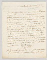 2 vues  - Escherny, François-Louis d\'. Lettre autographe signée [au comte François-Antoine de Boissy d\'Anglas].- Versailles, 18 octobre 1803 (ouvre la visionneuse)