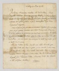 4 vues  - Du Plessis-Villette, Charles-Michel, marquis. Lettre signée à Ponce-Denis Ecouchard Le Brun.- [Paris], 2 mars 1778 (ouvre la visionneuse)