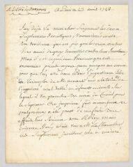 4 vues  - Pomponne, Henri Charles Arnauld, abbé de. Lettre autographe signée à N.- Paris, 23 avril 1748 (ouvre la visionneuse)