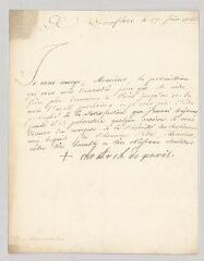 4 vues  - Beaumont, Christophe de. Lettre signée à [Adrien] Boullenois.- Conflans, 29 juin 1756 (ouvre la visionneuse)