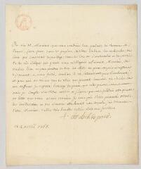4 vues  - Beaumont, Christophe de. Lettre signée à [Adrien] Boullenois.- [s.l.], 2 avril 1768 (ouvre la visionneuse)