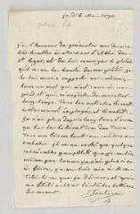 2 vues  - Fontenai, Louis-Abel Bonafous, dit. Lettre autographe signée à \'Monsieur l\'abbé de St Leger\' [Barthélemy Mercier, abbé de Saint-Léger ?].- [s.l.], 6 mai 1790 (ouvre la visionneuse)