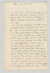 4 vues  - Florian, Jean-Pierre Claris de. Lettre autographe à Philippe-Antoine de Claris, marquis de Florian.- Paris, 23 septembre 1786 (ouvre la visionneuse)
